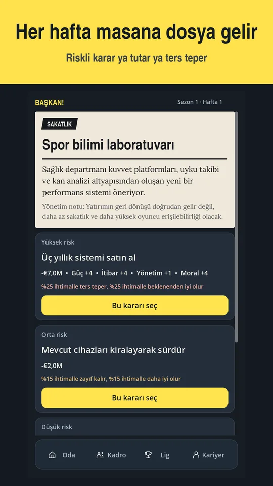 Her hafta masana dosya gelir: riskli kararlar