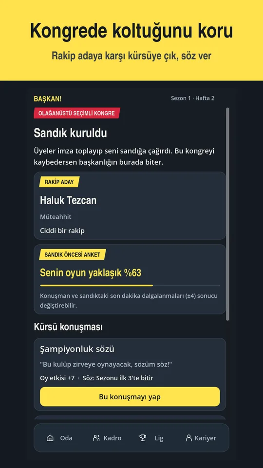Olağanüstü seçimli kongre ve kürsü konuşması